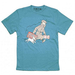 TSHIRT L TINTIN VALISE BLEU