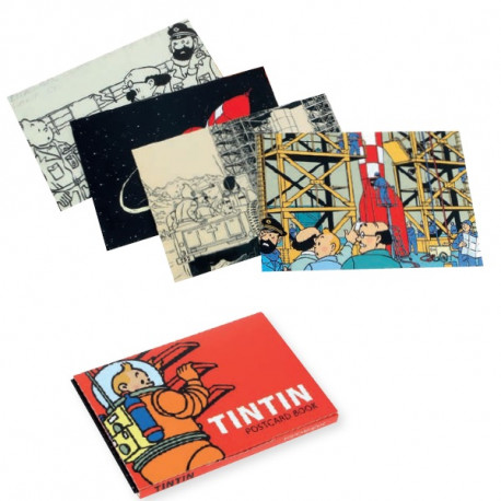 SET DE 16 CARTES POSTALES TINTIN LUNE