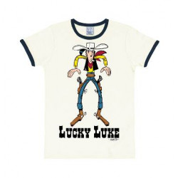 T SHIRT LUCKY LUKE COWBOY BLANC SLIMFIT ADULTE TAILLE S