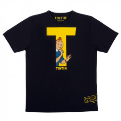 T SHIRT TINTIN NOIR T JAUNE ADULTE TAILLE XXL