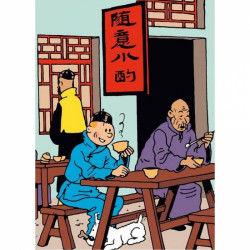 TINTIN PETIT DEJEUNER LOTUS BLEU CHEMISE PLASTIQUE 21X29CM