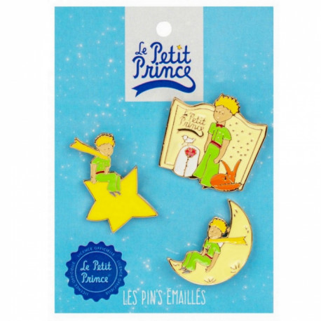 SET DE 3 PINS LE PETIT PRINCE ETOILE LUNE LIVRE
