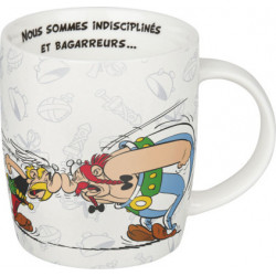 MUG PORCELAINE ASTERIX ET OBELIX FOND BLANC INTERIEUR CITATION COPAINS